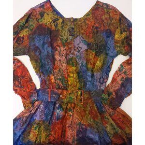 Vintage 80s Dark Cottagecore Dress Whimsigoth Watercolor Witchy Stevie Nicks (BT